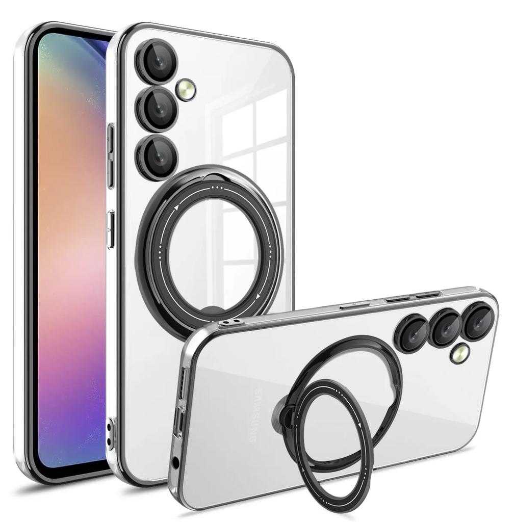 Průhledný kroužek MagSafe s magnetickým pouzdrem pro bezdrátové nabíjení pro Samsung Galaxy S24 S23 Ultra Plus FE A55 A35 A15 A54 A34 A14 5G