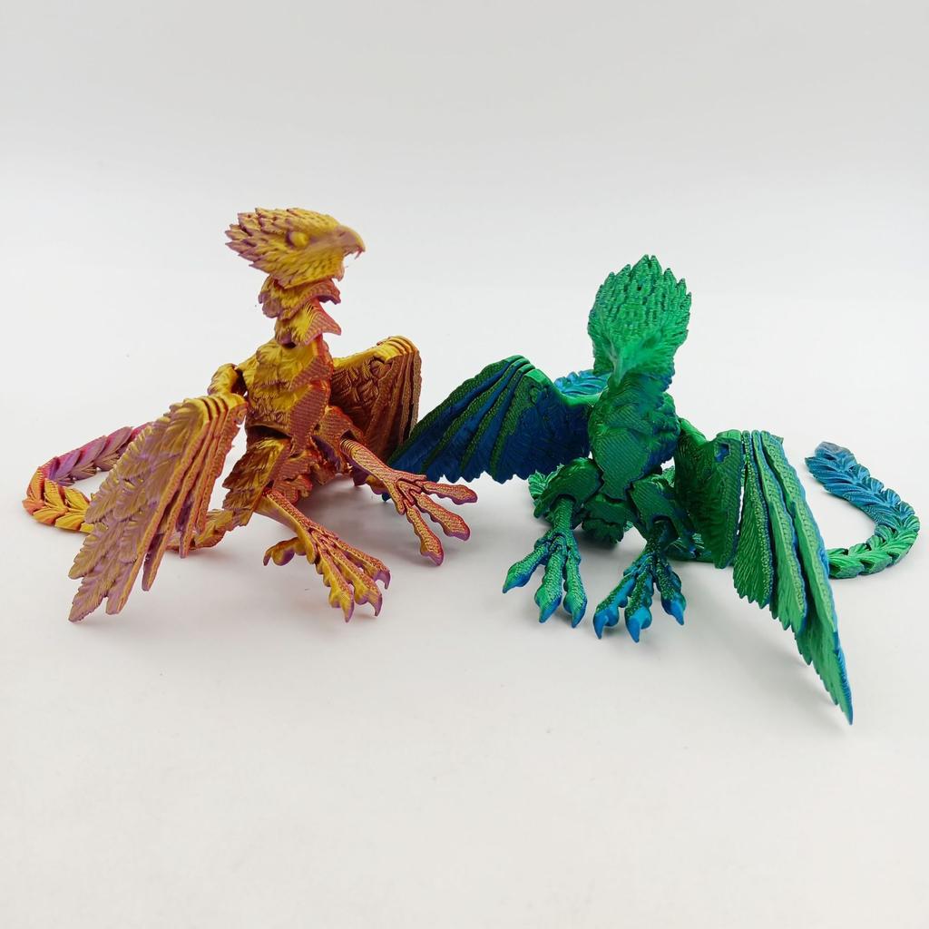 New 3D Printing Long-Tailed Phoenix Toy Simulation Animal Model Flexible Joints Movable Home Small Ornaments Children Toys