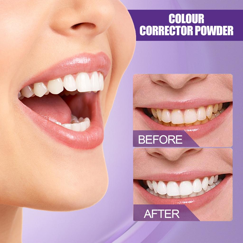Teeth Whitening Purple Powder Cleaning Oral Hygiene Toothpaste Remove Plaque Stains Fresh Breath Dental Bleaching Care Tools