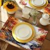 4pcs Set of Placemats 12x18 Inches - Autumn Water Wheel Stream Scenery Placemats for Holiday Gatherings, Camping, Travel, Countr