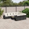 Vidaxl 11-Cz. Garten-Sitzgruppe, Kissen Schwarzer Rattan Pe