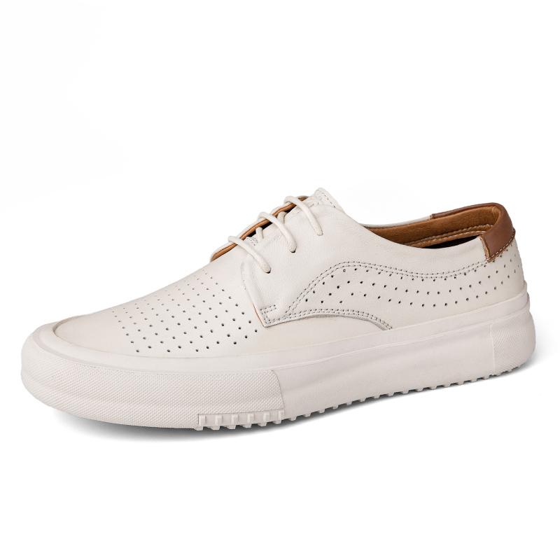 

Высококачественная кожаная повседневная обувь с массажной подошвой, полые дышащие мужские туфли-оксфорды, белые универсальные мужские спортивные туфли для отдыха на открытом воздухе 44