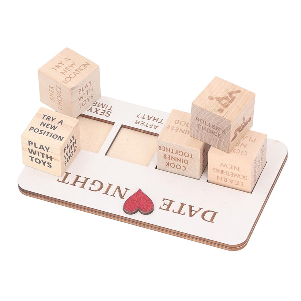 סט קוביות עץ קוביות לדייט לילי זוגי קוביות למשחק בלוקים עם שקית שרוך שחורה