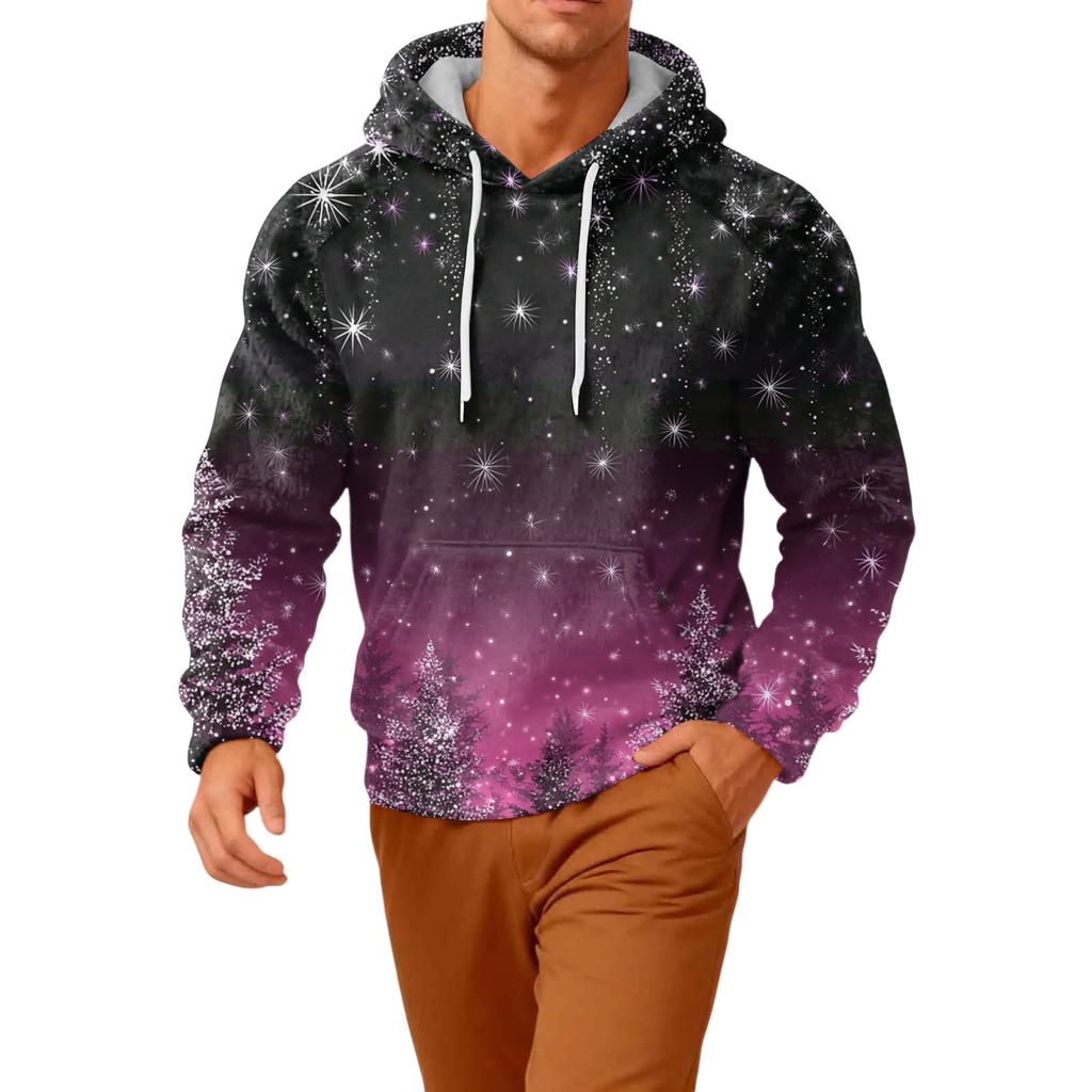 Men's Long-Sleeve Casual Flannel Hooded Sweatshirt