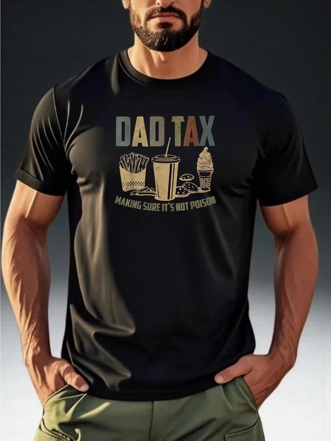 

Men S Short-Sleeve T-Shirt Featuring a Retro Food Print with The Phrase DAD TAX XXXL