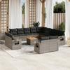 Vidaxl 14-Cz. Garden Furniture Set With Cushions, Grey, Poly Rattan