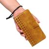 For Samsung Galaxy S25 Edge Leather Case Wallet Stand Grids Imprinted Phone Cover with Strap
