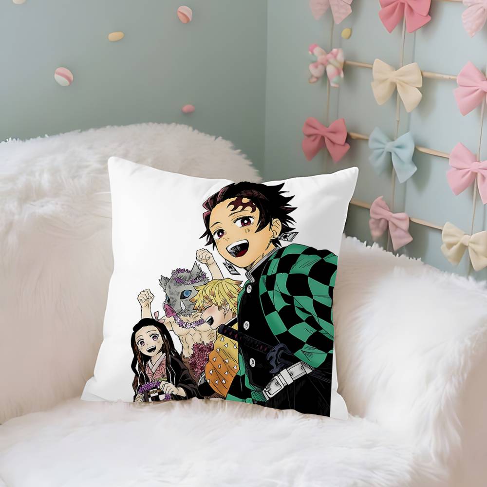 Amine K-Kimetsu No Yaibas Case Plush Fabric Soft Pillowcase Double Sided Print Cushion Cover Household Gifts