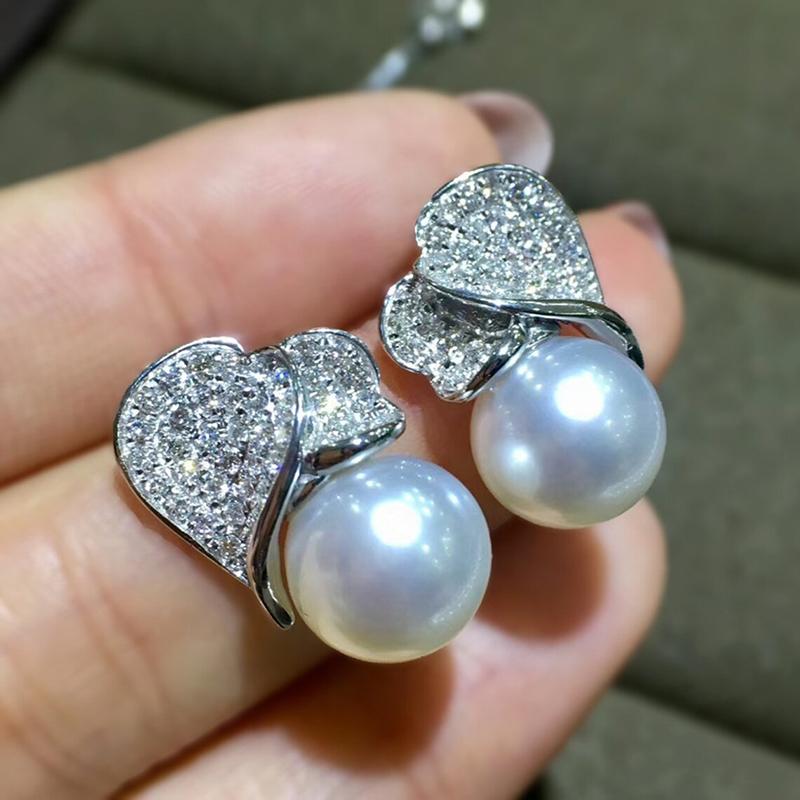 Huitan Bling Bling Imitation Pearl Stud Earrings Women Fashion Design Temperament Ear Accessories Wedding Party Female
