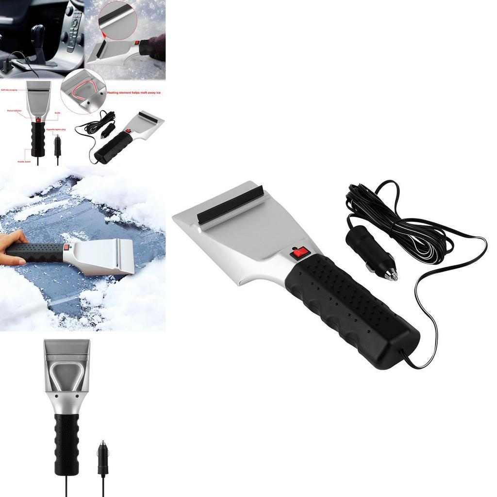 Electric Auto Heated Windshield Ice Scraper Flashlight Snow Melter Removal Car