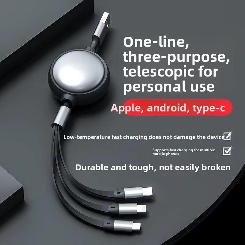 Universal 100w 3in1 Tpe Fast Charging Data Cable For Car And Phone Use