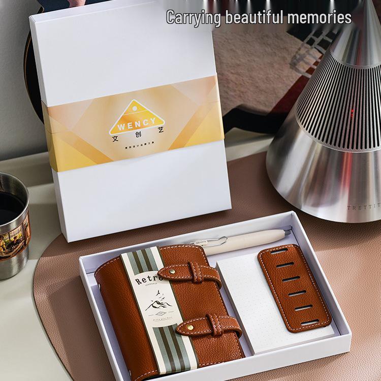 A7 Grain Leather Ring Binder Planner - Portable Pocket Journal with Blank Dot Grid Pages