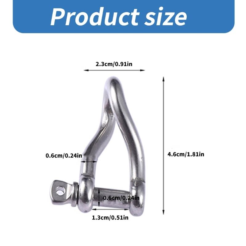 6mm Multipurpose Stainless Shackle Suitable for Chains Cables Camping Mountaineering Rigs Securing Cargo Equipments 2pcs