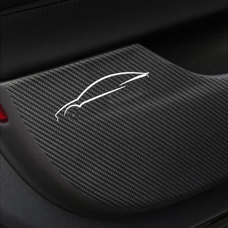 My Good Car Door Leather Anti Kick Pad Carbon Fiber Style Protective Cover Door Anti-kick Anti-dirty Sticker For Tesla Model