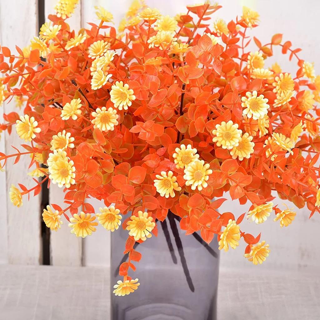 4 Bundles Artificial Flowers Fall Flower Faux Shrubs Plants Fall Shrubs Stems Fake Grasses For Indoor Outdoor Fall Decorations
