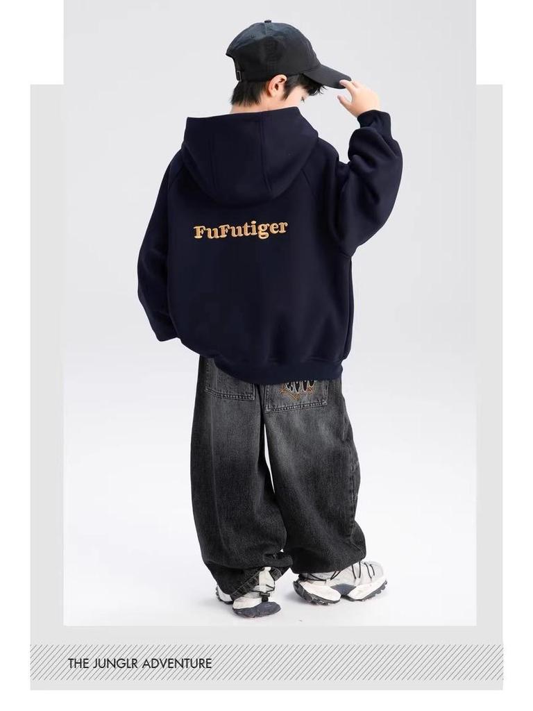 Boys' Hooded Sweatshirt Jacket - Trendy Autumn Wear for Kids