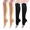 Unisex Toeless Compression Socks, Side Zip Up Knee High Socks, Prevention Socks