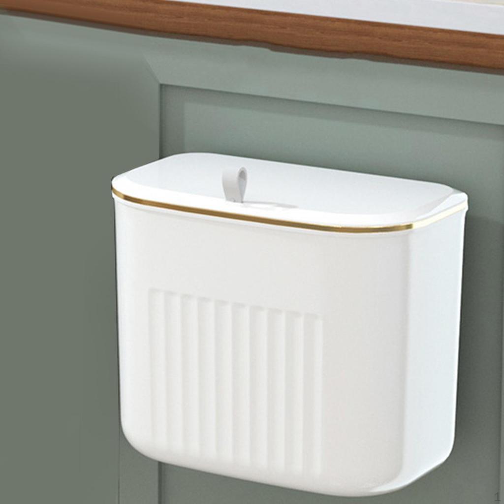 Hanging Trash Can with Lid Food Waste Bin Kitchen Compost Wall Mount Garbage for Countertop