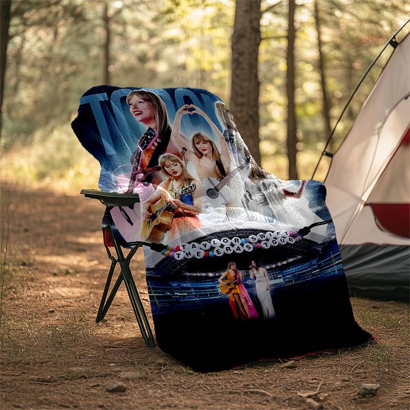 1 Stück Taylor Swift2 Thema Decke - Digitaldruck, Polyester, Gemütlich für alle Jahreszeiten, Perfekt für Draußen, Camping und Reisen