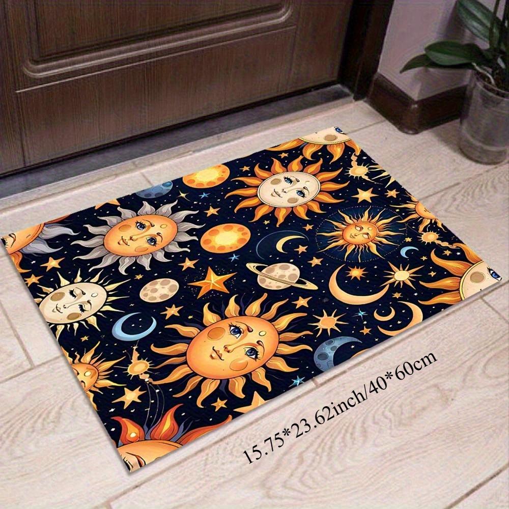 Sun & Moon Design Rug – Non-Slip Floor Mat for Living Room & Bedroom | Hand Washable Decorative Area Rug for Home Spaces