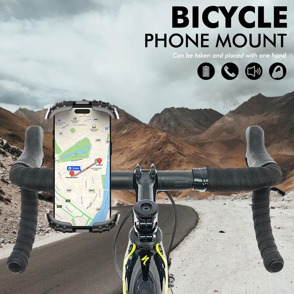 Road Bicycle Phone Mount All-inclusive Shock Absorbing Sponge Safety Lock Buckle 360 Degree Rotation Fit for Different Bicycles