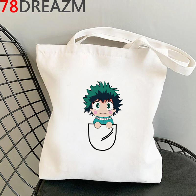 My Hero Academia nákupní taška tote eco shopper obchod s potravinami plátěná bavlněná taška tkaná sacola opakovaně použitelná zakázková