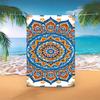 Mandala Beach Towel, Boho Floral Pattern, Vibrant Blue Orange Design, Quick Dry Microfiber, Perfect Gift for Yoga Lovers