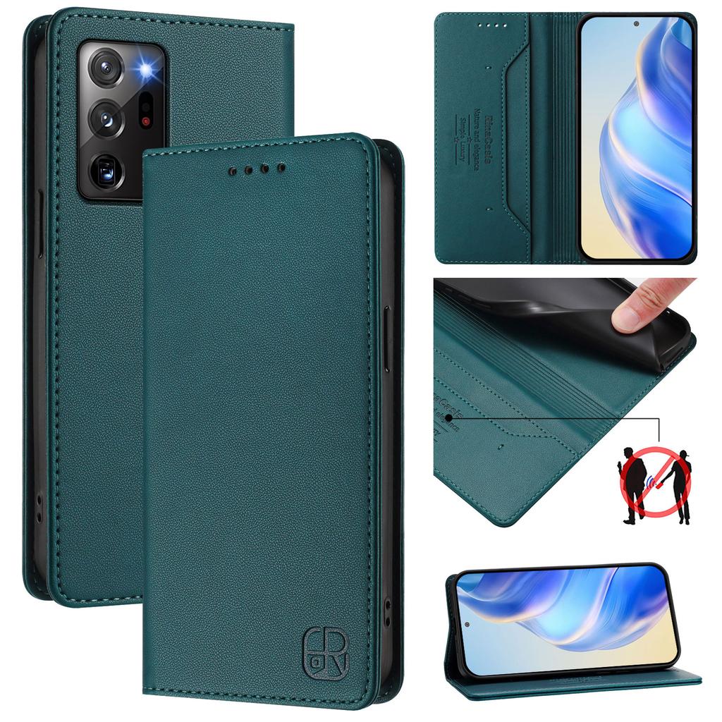 Luxus Lederhülle für Samsung Galaxy Note8 Note9 Note10 Note20 Ultra RFID-Blockierung Kartenfach Magnetische Anziehung Aufsteller Stoßfeste Klapphülle