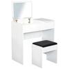 Toeletta da Trucco con Sgabello Tavolino da Trucco con Specchio Piano Ribaltabile e Cassetti 80x40x79 cm e 40x30x40 cm
