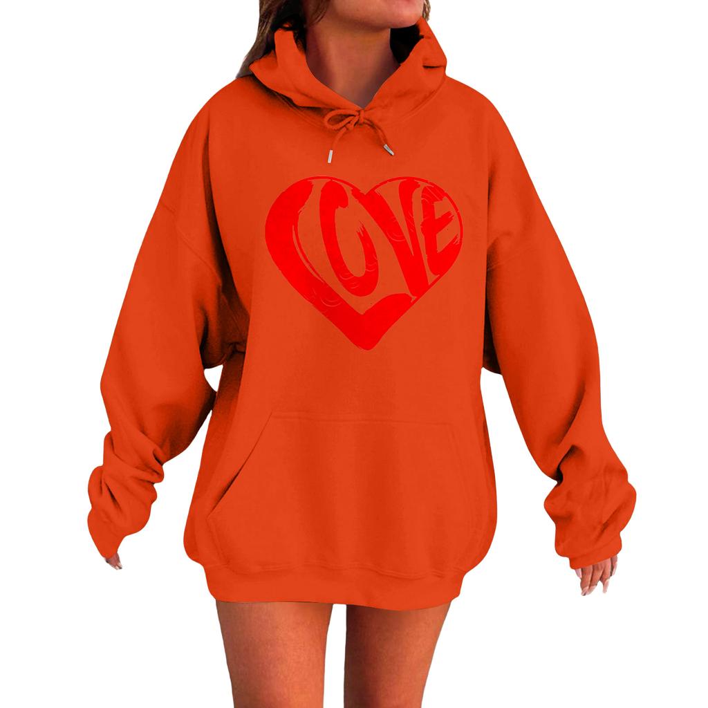 Women's Loose Comfortable Casual Fashionable Love Printed Long Sleeved Sweatshirt