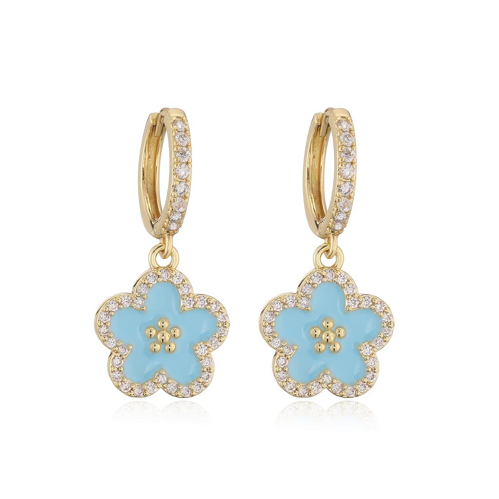 Enamel Dripping Glaze Exquisite Floral Zircon Jewellery Earrings/Necklace Women's Charm Amulet Good Fortune Accessories