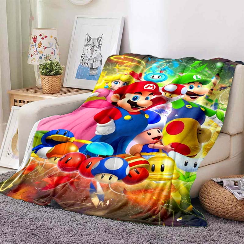 This Creative Super Mario Character Blanket Is Suitable for Use On Beds, In Bedrooms, On Sofas, Picnics, and Other Occasions. 75X95CM