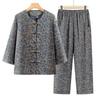 Plus Size Loose Two-Piece Set: Comfy Spring & Autumn Home Wear Pants and Top for Middle-Aged Women