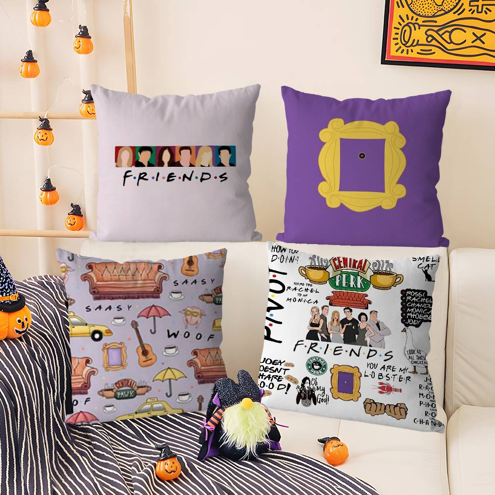 Classic F-Friends Tv Show Pillow Case Home Dorm Chair Back Short Plush Double-Sided Printing Office Nap Time Cushion Cover