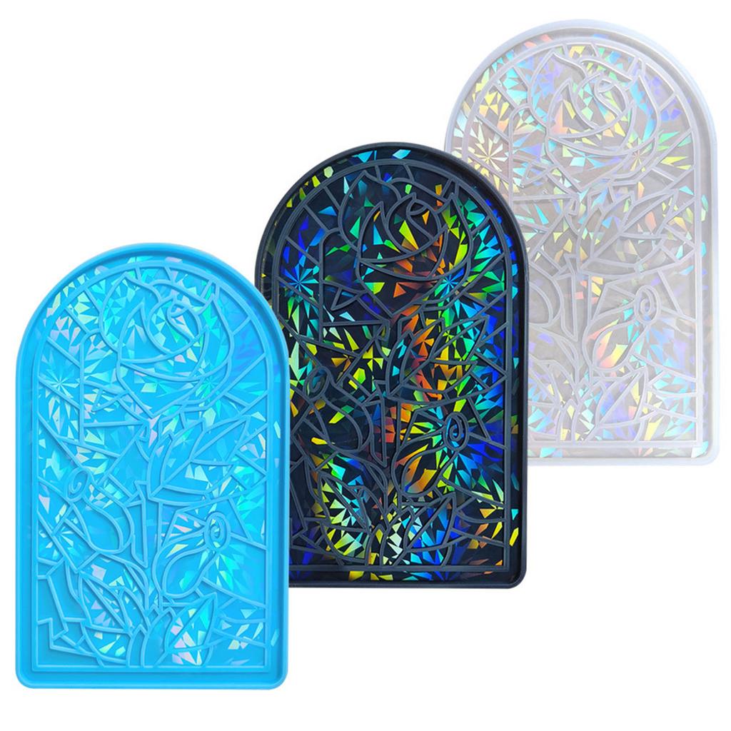 Holographische Rosenblumen-Ornamentform DIY Kristall-Epoxidharzformen Beton Gips Dekorative Malerei Gießwerkzeug