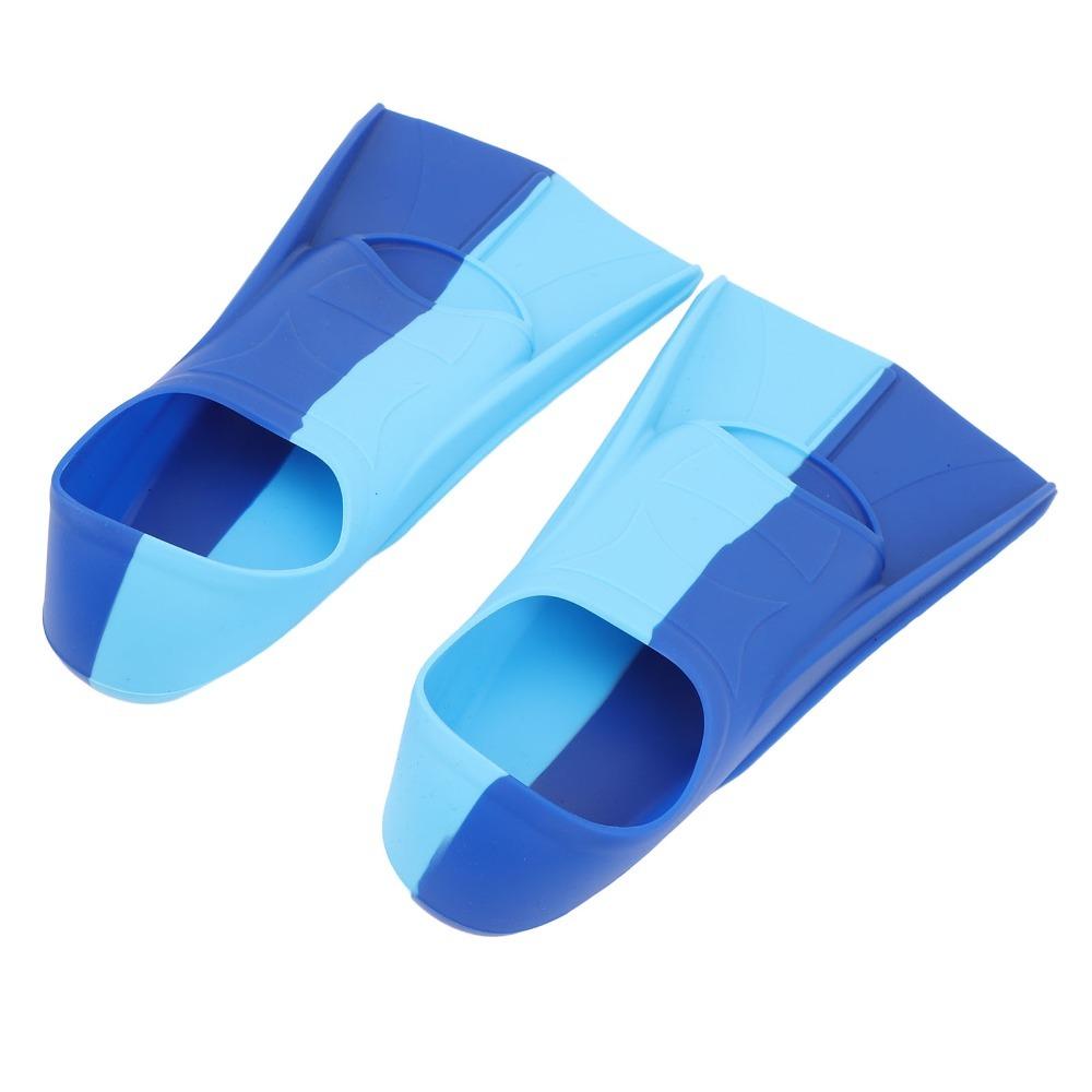 2PCS Anti-Slip Swimming Training Flippers Blue Short Blade Fins Swim Fins for Diving Breaststroke