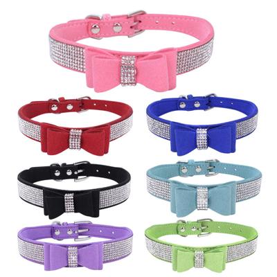 Colliers pour animaux de compagnie réglables en cristal bling-bling avec nœud pour chiens et chats