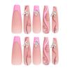 3D Three-dimensional European and American Style Nails Silver Butterfly Glitter Fake Nails Pink Flower Pearl Nail Art