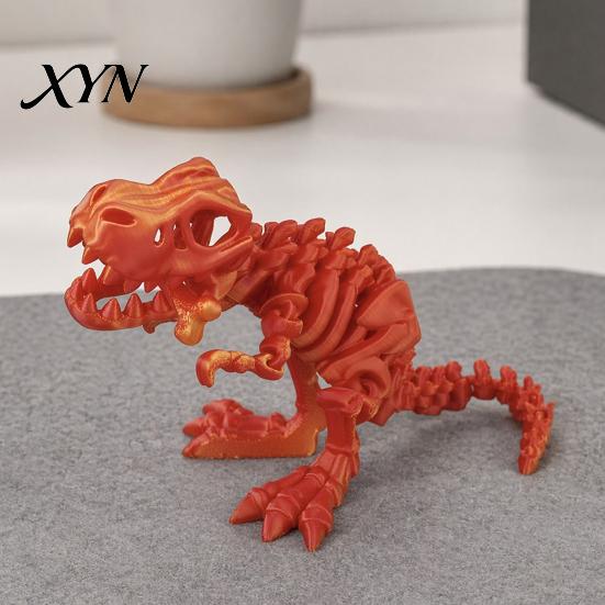 Tyrannosaurus Rex Model 3D Printed Dinosaur Figure, Movable Joints Smooth Opening Decoration, Figure Toy Gradient Metallic Texture Mini Bone