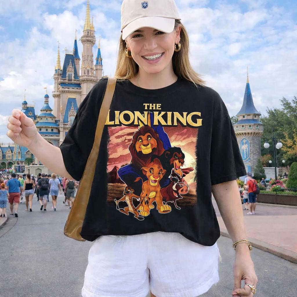 Womens Vintage Disney Kingdom Lion King T Shirt Cotton  Unisex Short Sleeve Streetwear Oversized Loose Casual Stylish