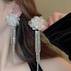 Elegant Crystal Flower Petal Rhinestone Tassel Earrings for Women