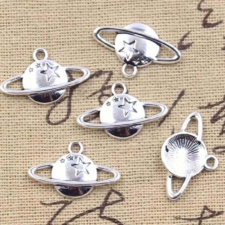 100pcs Saturns Planet Pendants In Antique Silver Saturns And Star Pendant Charm Great For Delicate Jewelry Accessory