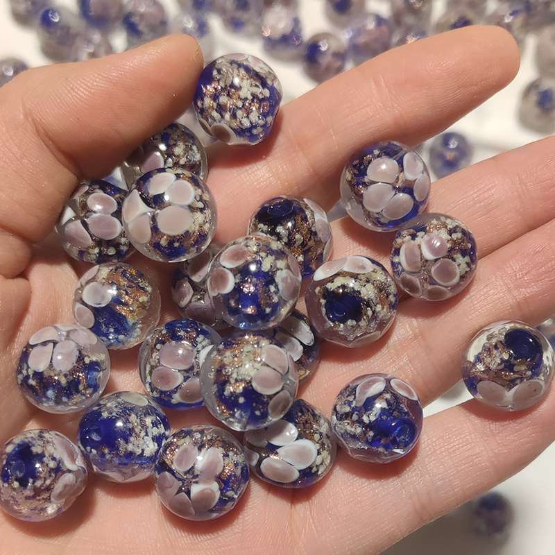 

Украшения ручной работы из муранского стекла для женщин, оптовая продажа, изготовление бусин своими руками, цветочные прозрачные круглые стеклянные бусины, лэмпворк 12mm