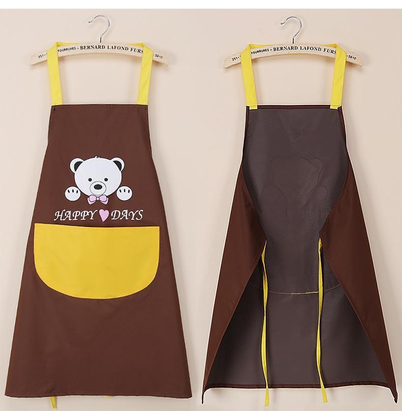 

1Pc Hand Towel Apron Waterproof Stain Home Kitchen Cooking Waist Cute Bear Hanging Neck Towel Apron Oversleeve