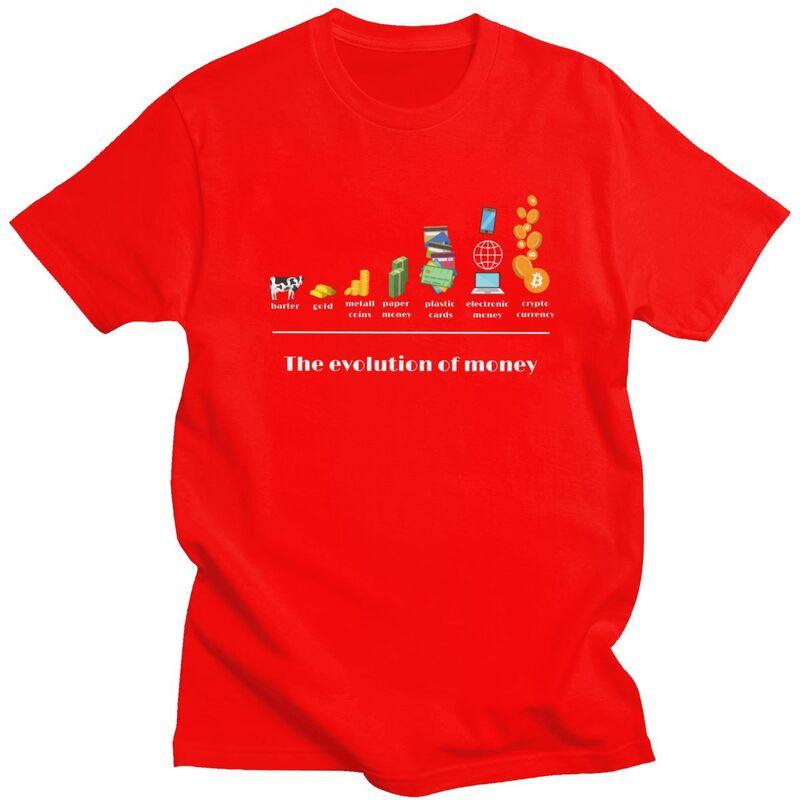 The Evolution Of Money T Shirts for Men Pure Cotton Tee Tops Anniversary Gift Crypto Bitcoin Tshirt ShortSleeve Casual Tshirt S