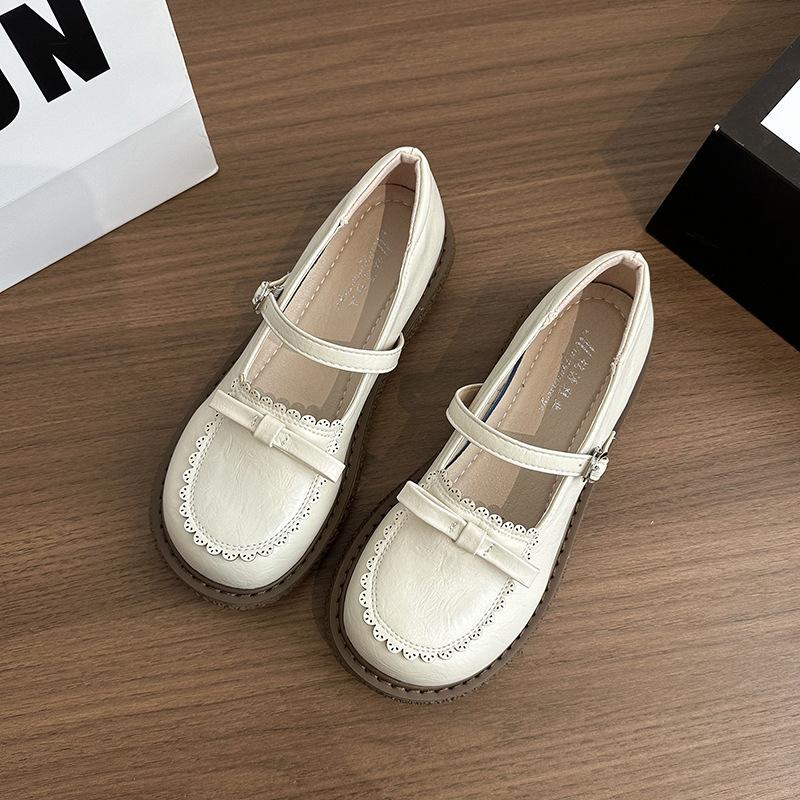 

Черные маленькие кожаные туфли женские платформа ретро лето 2025 тонкие новые туфли Лолиты с юбкой туфли jk 40 бежевый