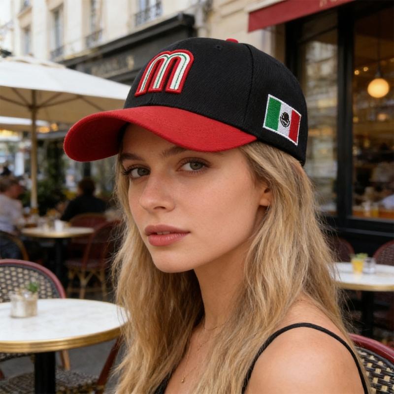 Mexico M Letter Embroidered Baseball Cap Adjustable Cotton Polyester Blend Sunhat For Men Women Kids