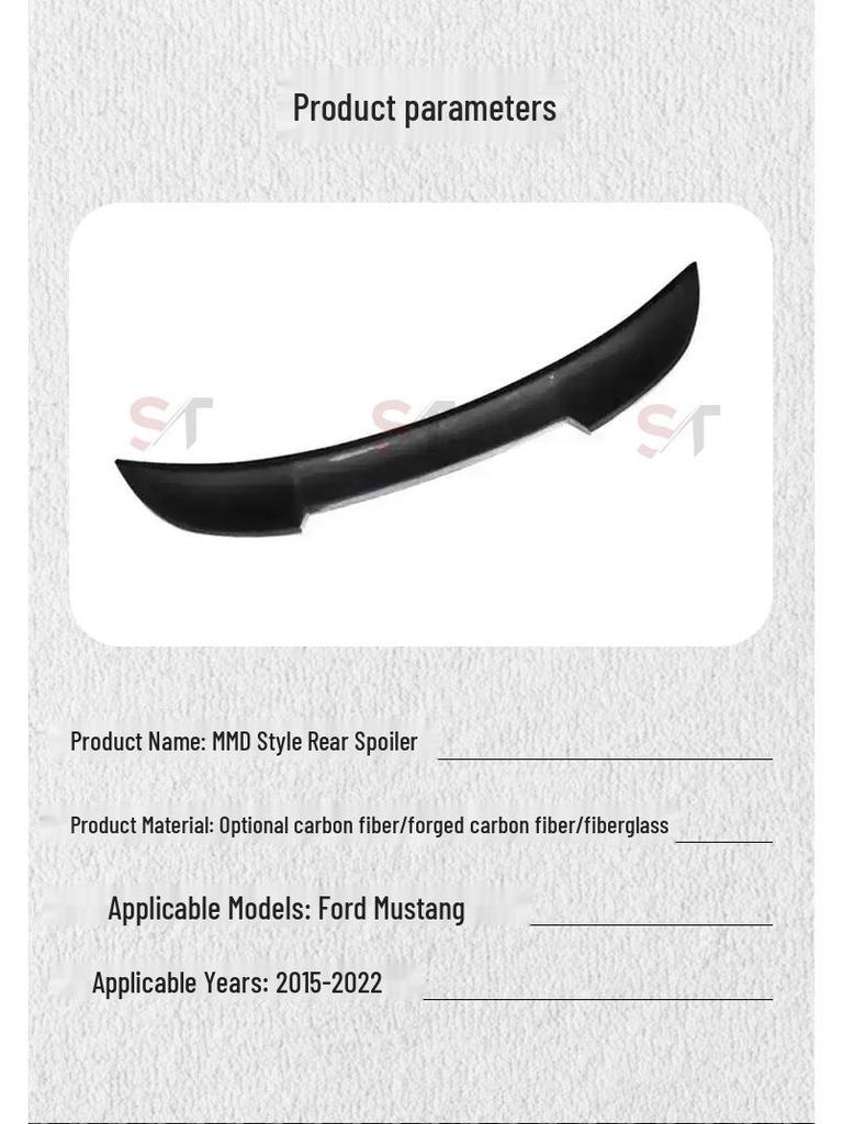 Ford Mustang MMD-Style Carbon Fiber Rear Spoiler Tail Wing Lip