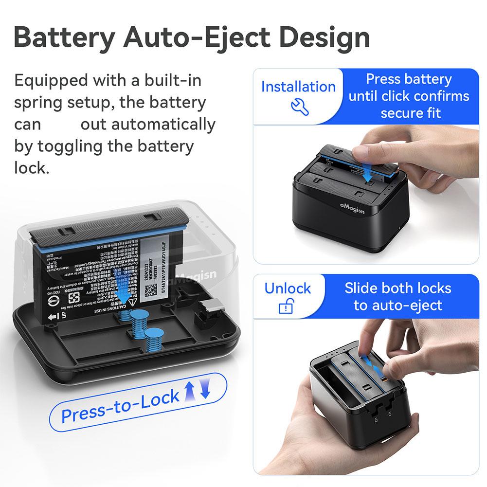 For Insta360 X5 Battery Charger Portable Charging Case Storage Box Charging Hub 3 Slots Charger Compact Camera Accessories
