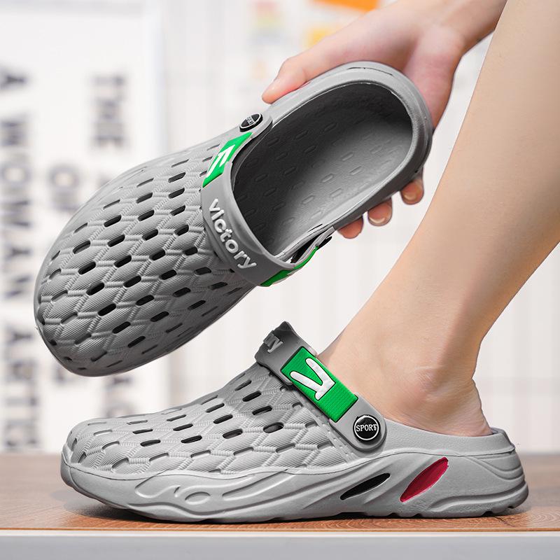 Clogs Herren Sommer Outdoor Rutschfest Zehenschutzkappe Slipper Outdoor Strand Sport Badesandalen